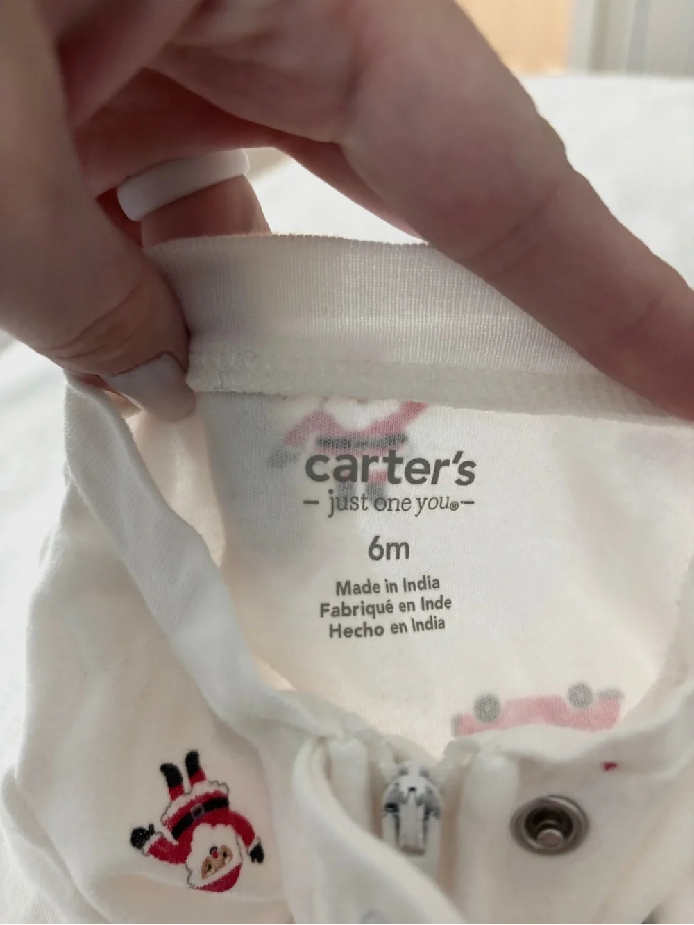 Carter's White Holiday Moose Footed One-Piece Pajamas